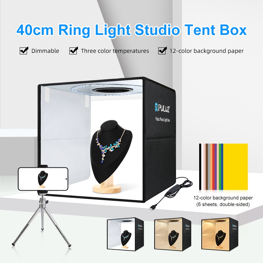 Photography Lighting For Products - PULUZ 40cm Faltbares Tragbares Ringlicht USB