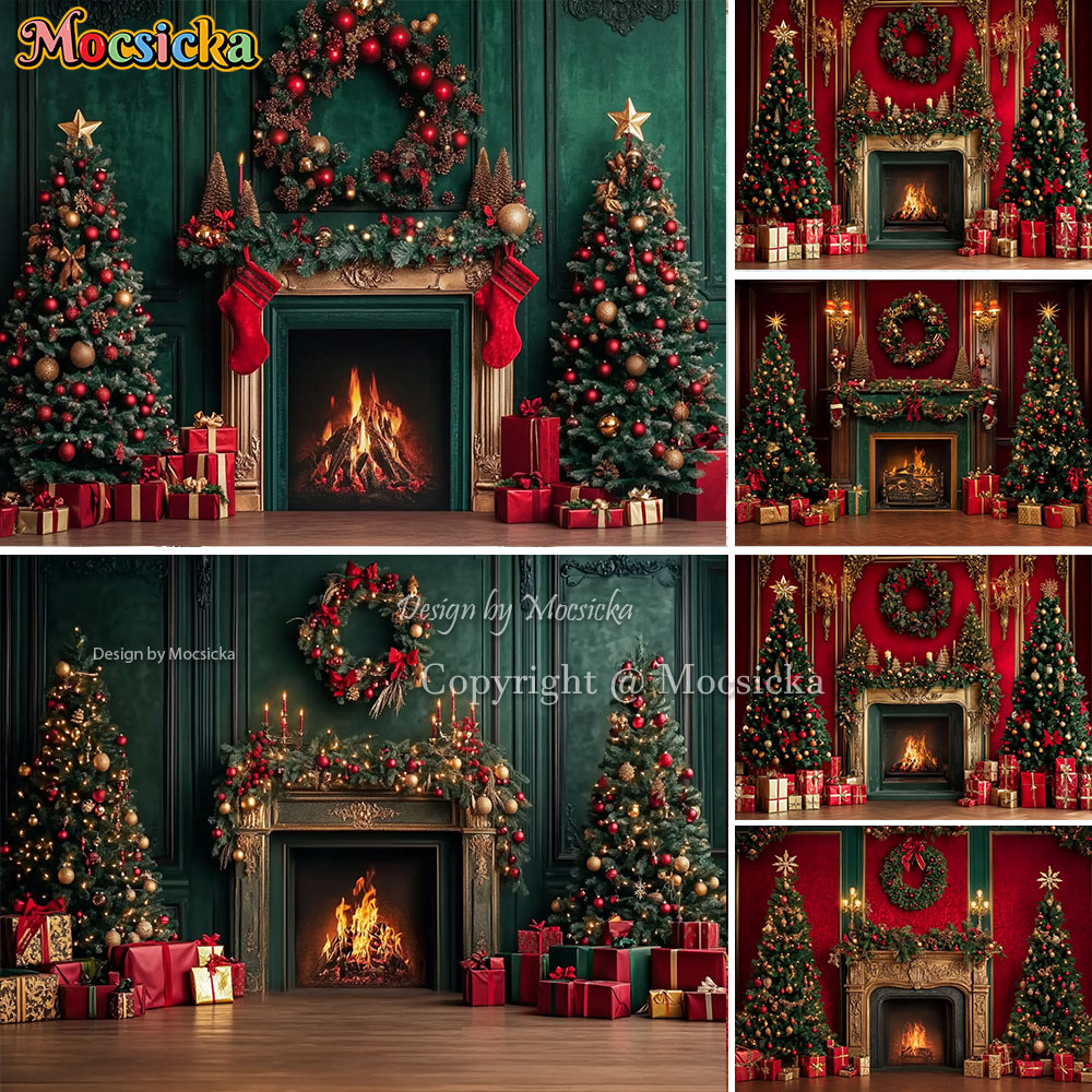 Photography Lighting And Backdrop - Mocsicka Rot Weihnachten Kamin Hintergrund Fotografie