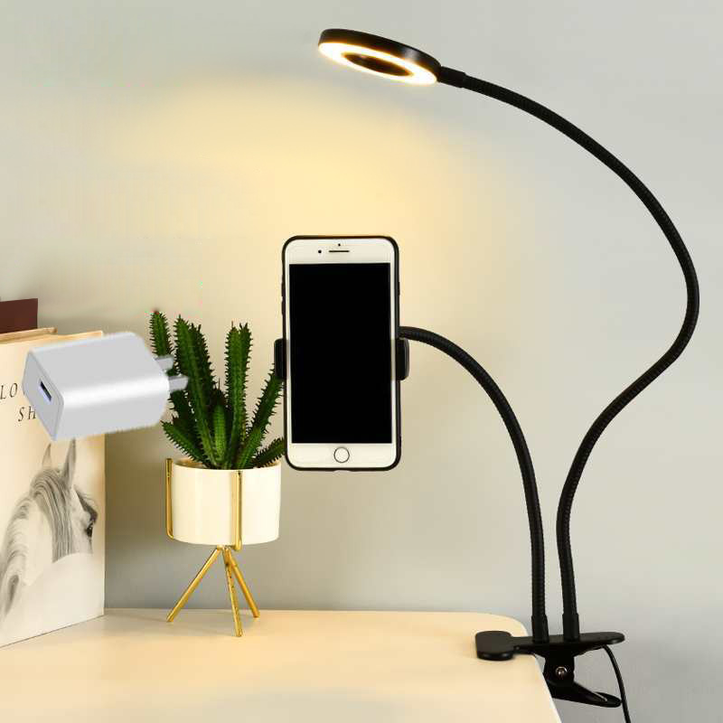 Photography Lighting Continuous - Universeller flexibler Handyhalter mit Selfie-Ringlicht, Büro-Lazy-Halterung,