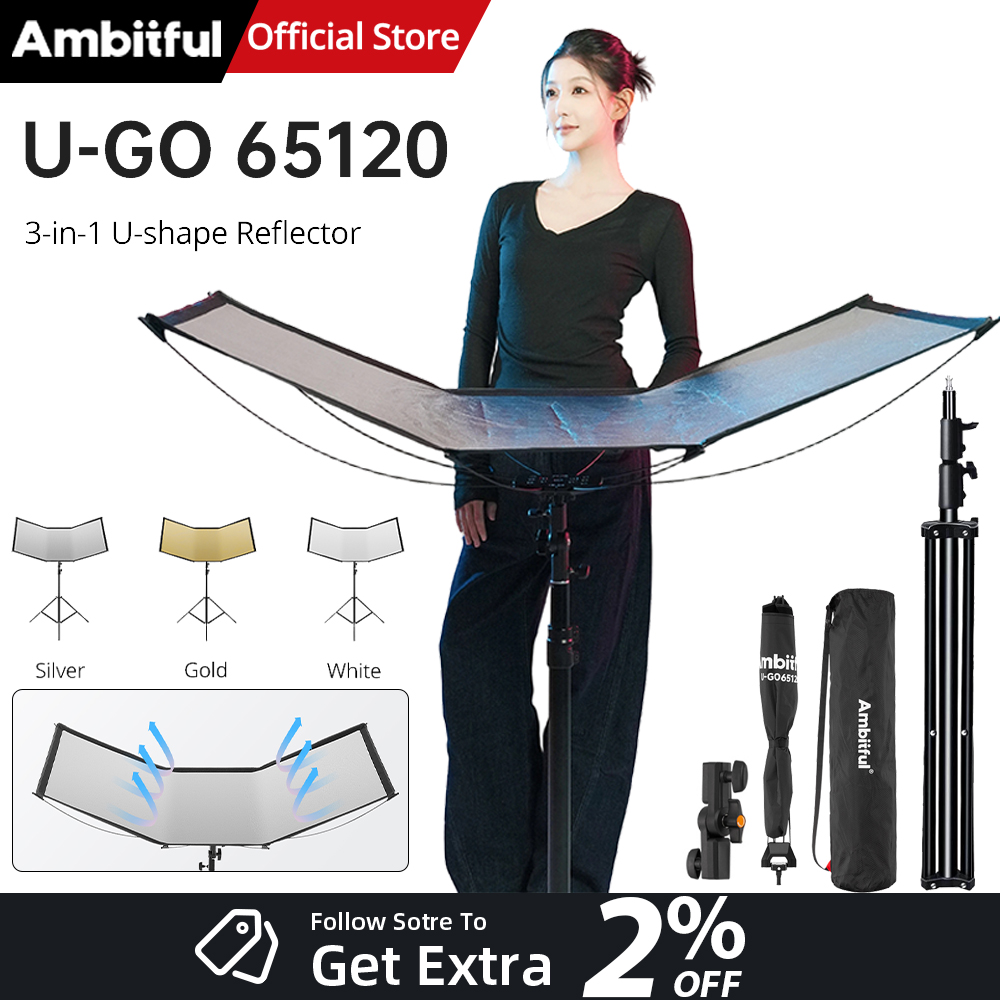 Photography Lighting Types - AMBITFUL 3in1 U-Typ Lichtdiffusor-Reflektor-Kit 280 cm
