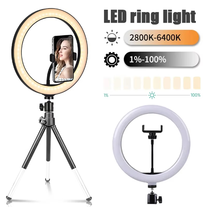 Photography Lighting Continuous - 10 Zoll Selfie-Ringlicht Fotografie-Beleuchtung LED-Ringlampe mit
