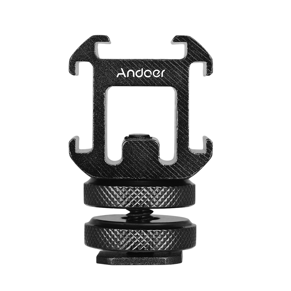 Photography Lighting Continuous - Andoer 3-Kaltschuh-Montageadapter, On-Camera-Montageadapter für DSLR-Kamera für