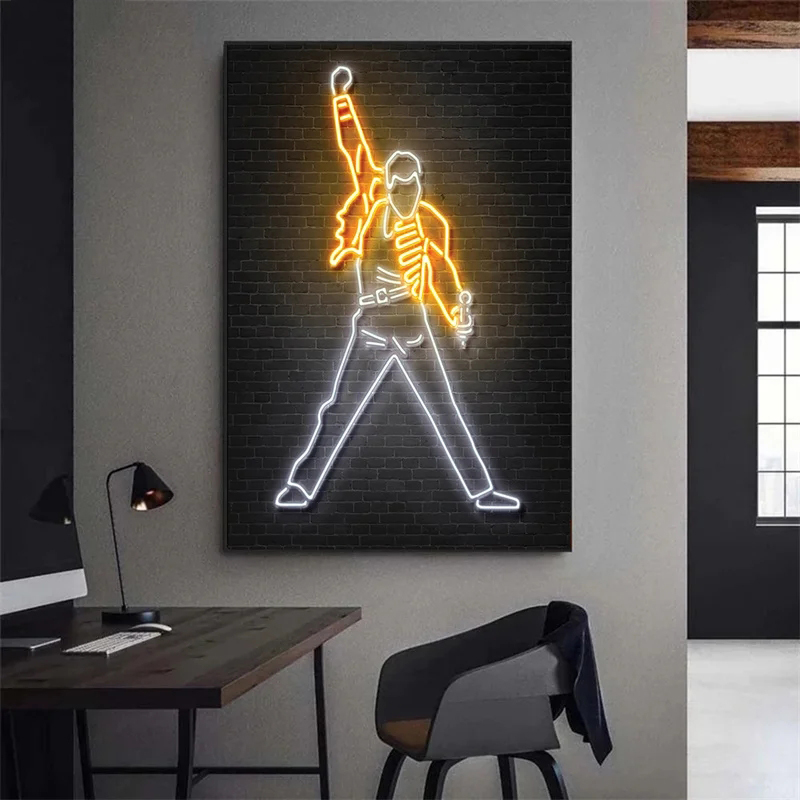 Abstrakte Neon-Rapper-Star-Pos – Photography Lighting Wall Bewertung und Preis